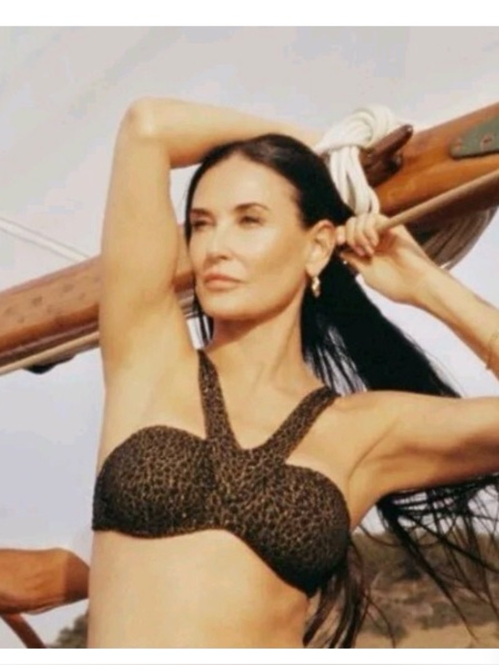 Andie x Demi Moore Black Cross-Strap Bandeau Swim Top